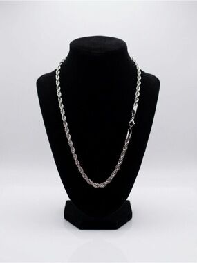 Woman Silver Rope Chain Necklace Solid Stainless Steel Link waterproof